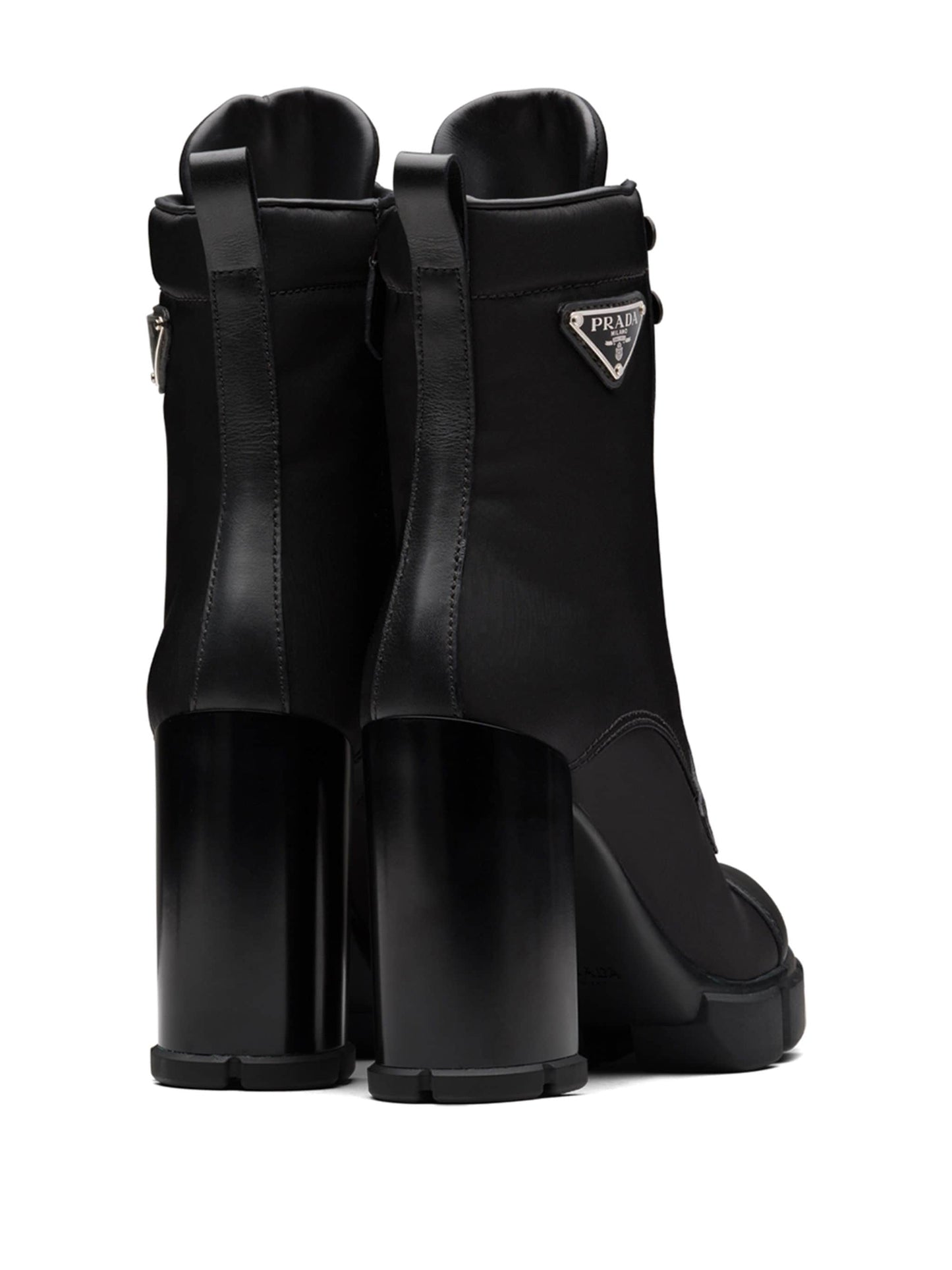 PRADA Spazzolato Re-Nylon Metal Triangle Logo 110mm Ankle Boots 36 Black