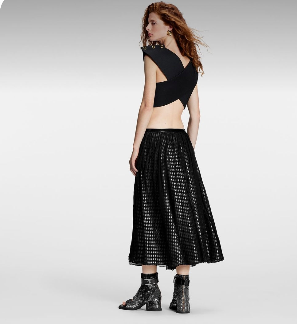 LOUIS VUITTON NWT Draped Mirrorball Midi Skirt, SIZE 38