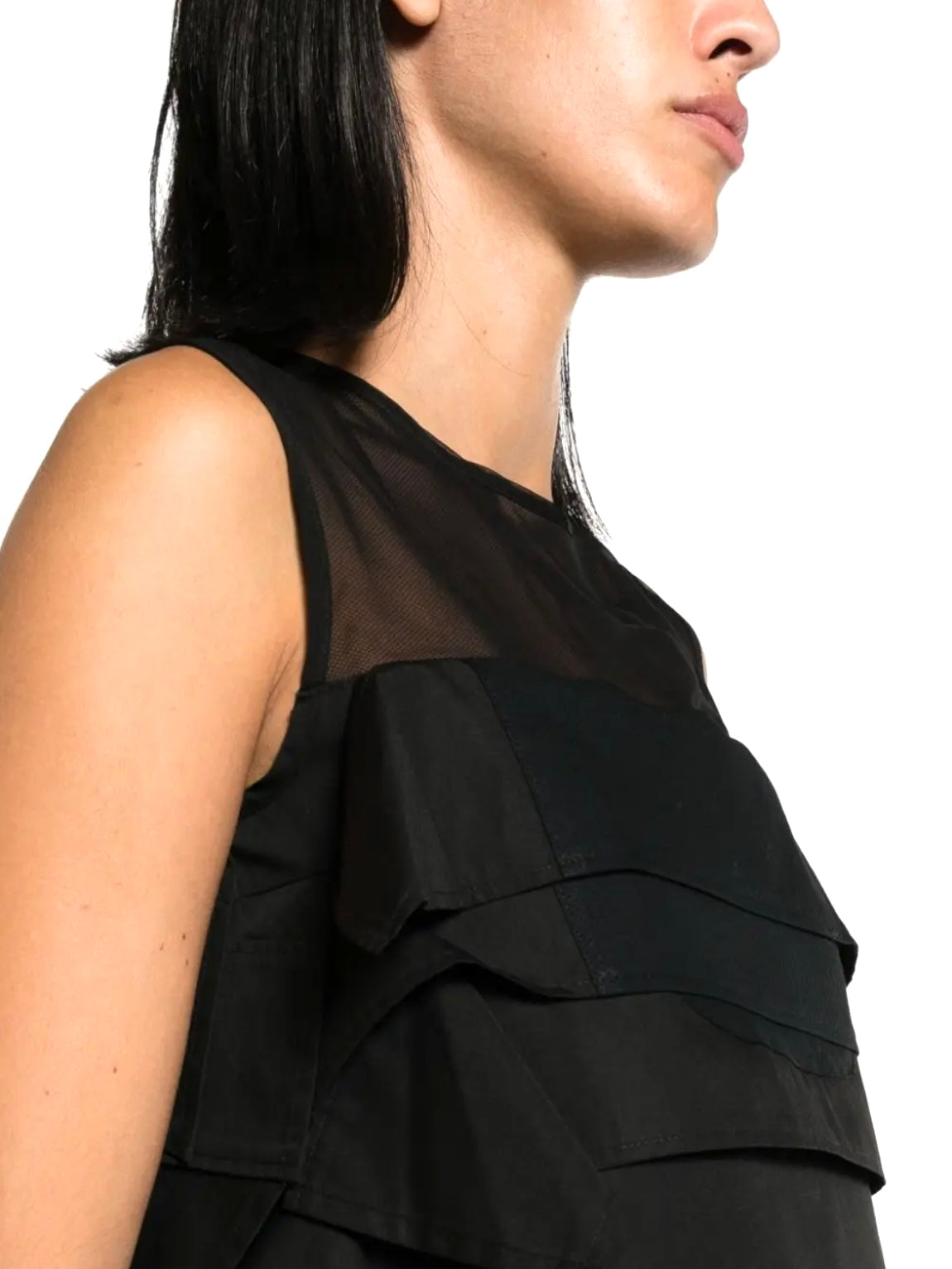Sacai NWT ruffled sheer-yoke sleeveless top,
Size 4(large)