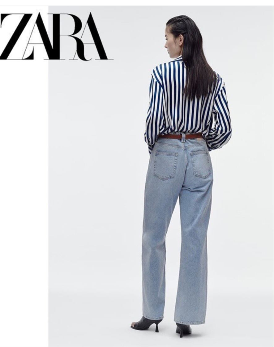 Zara striped satin shirt, small