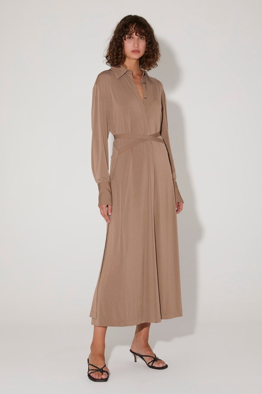 Hansen & Gretel Luther Midi Shirt Dress Ash Brown, Small