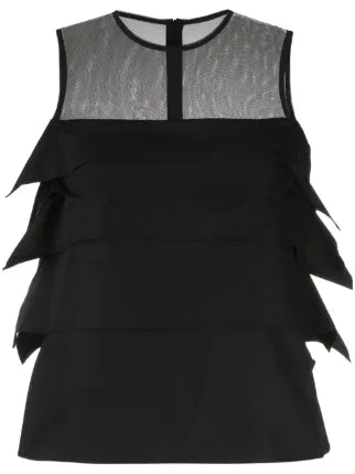 Sacai NWT ruffled sheer-yoke sleeveless top,
Size 4(large)