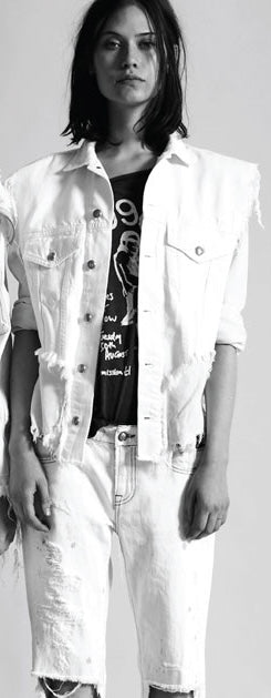 R13 women's double denim jacket colour vintage white , xsmall