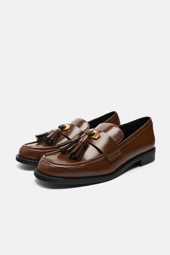 Zara tassel moccasins, size 39 (8.5)