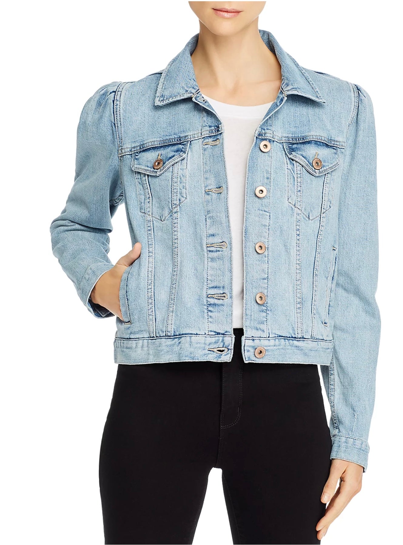 Pistola Brando Puff-Sleeve Denim Jacket, Small