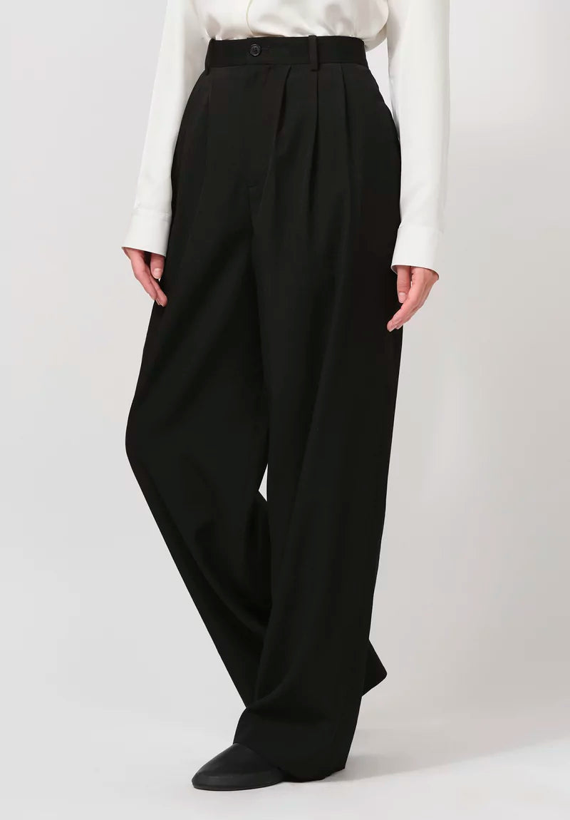 THE ROW Wool Rufos Pants in Black, Size 4