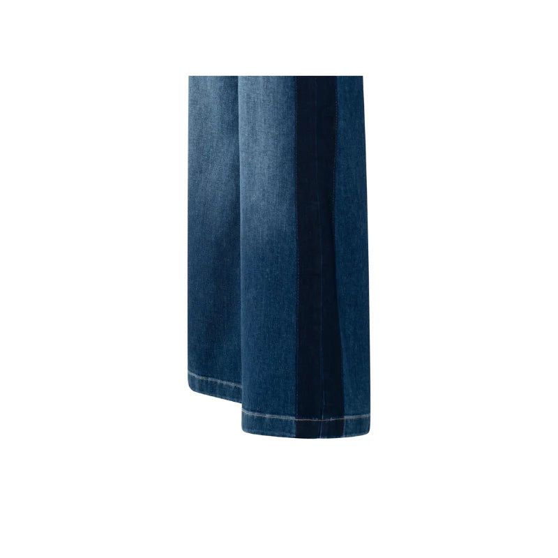 YAYA High-Waist Wide Denim with Tape in Dark Blue Wash, NWT size 28