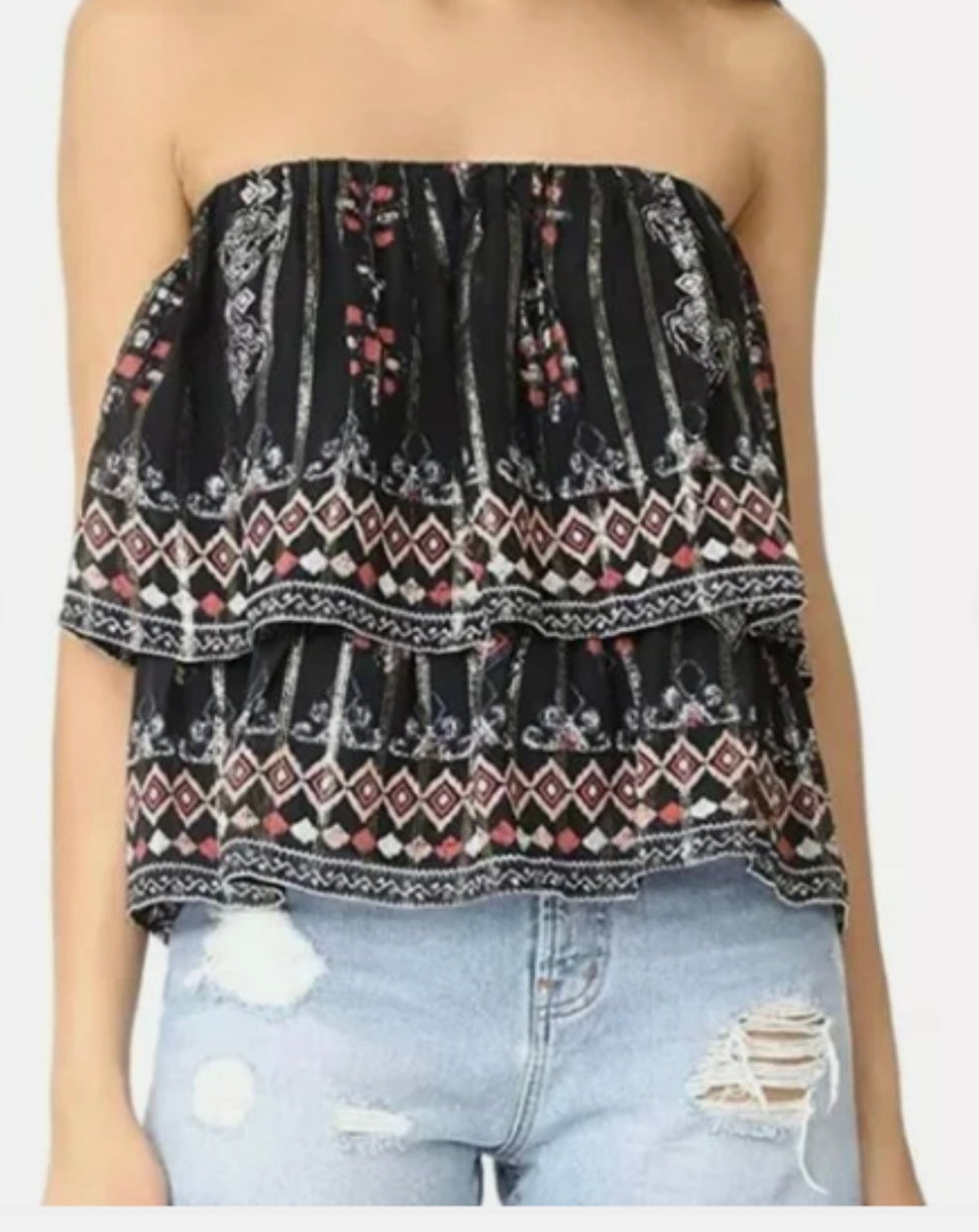 Joie Convertibe Skirt / Top w/ Black Boho Pattern - Xsmall
