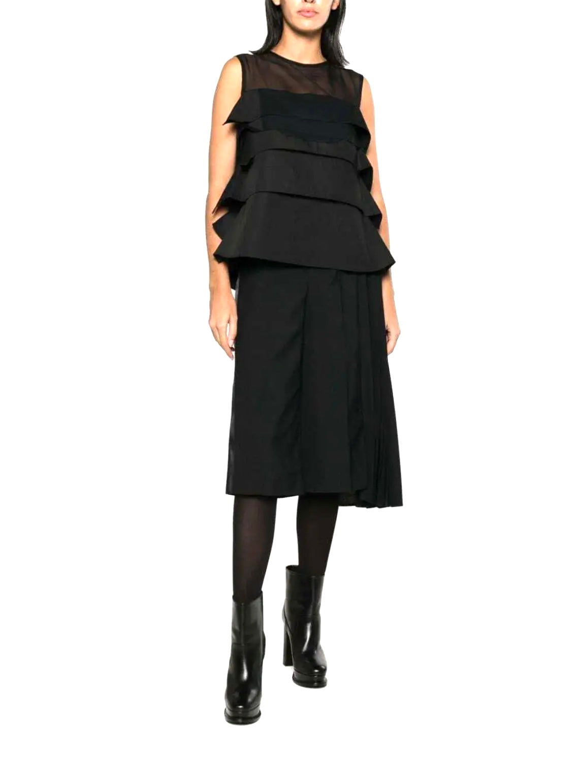 Sacai NWT ruffled sheer-yoke sleeveless top,
Size 4(large)