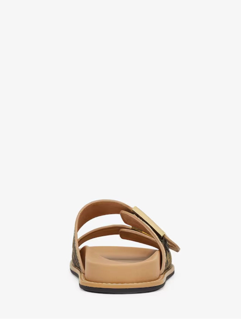 Fendi Feel Brown FF fabric slides, Size 36.5