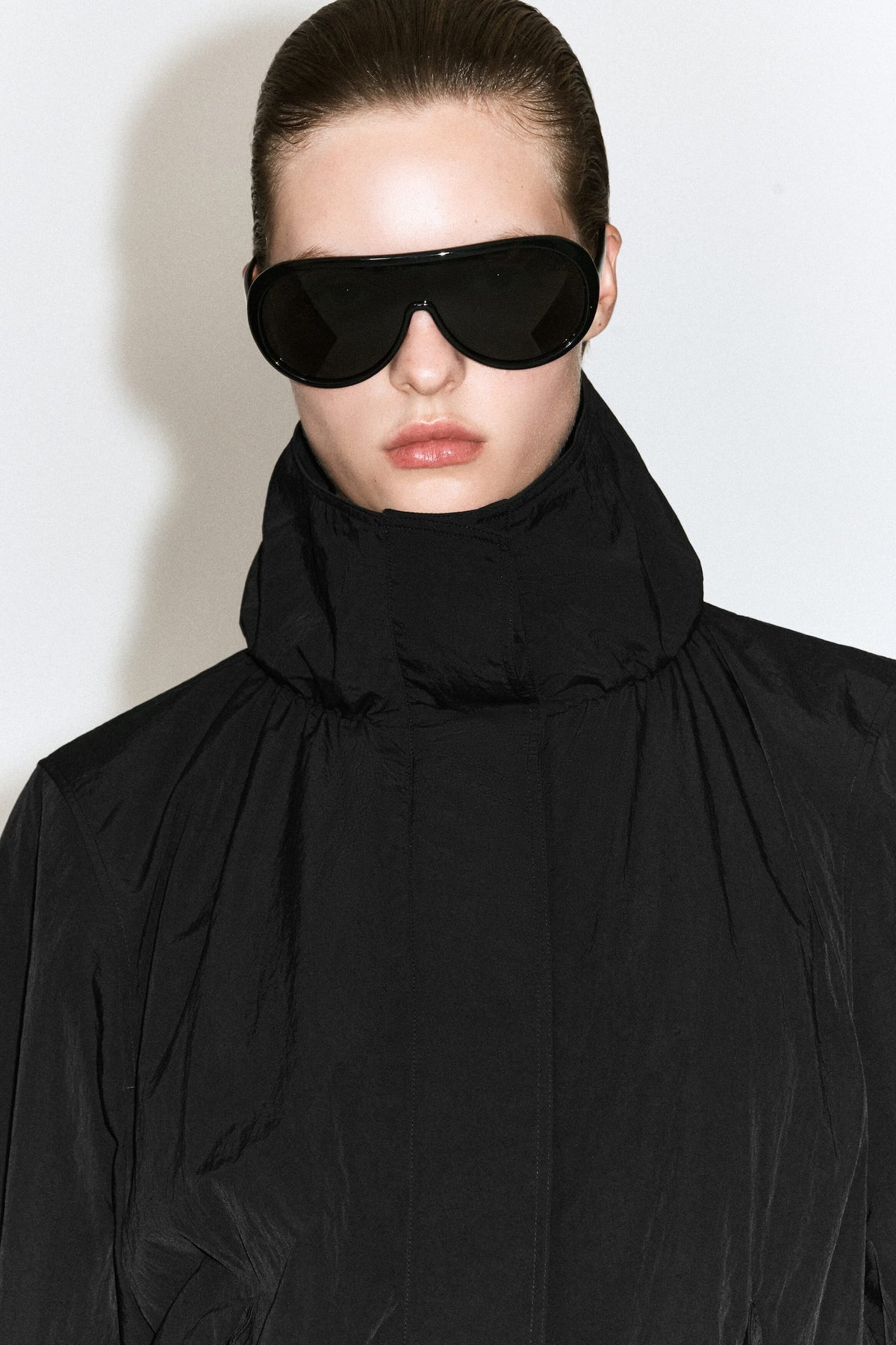 COS NYLON FUNNEL-NECK JACKET, SMALL