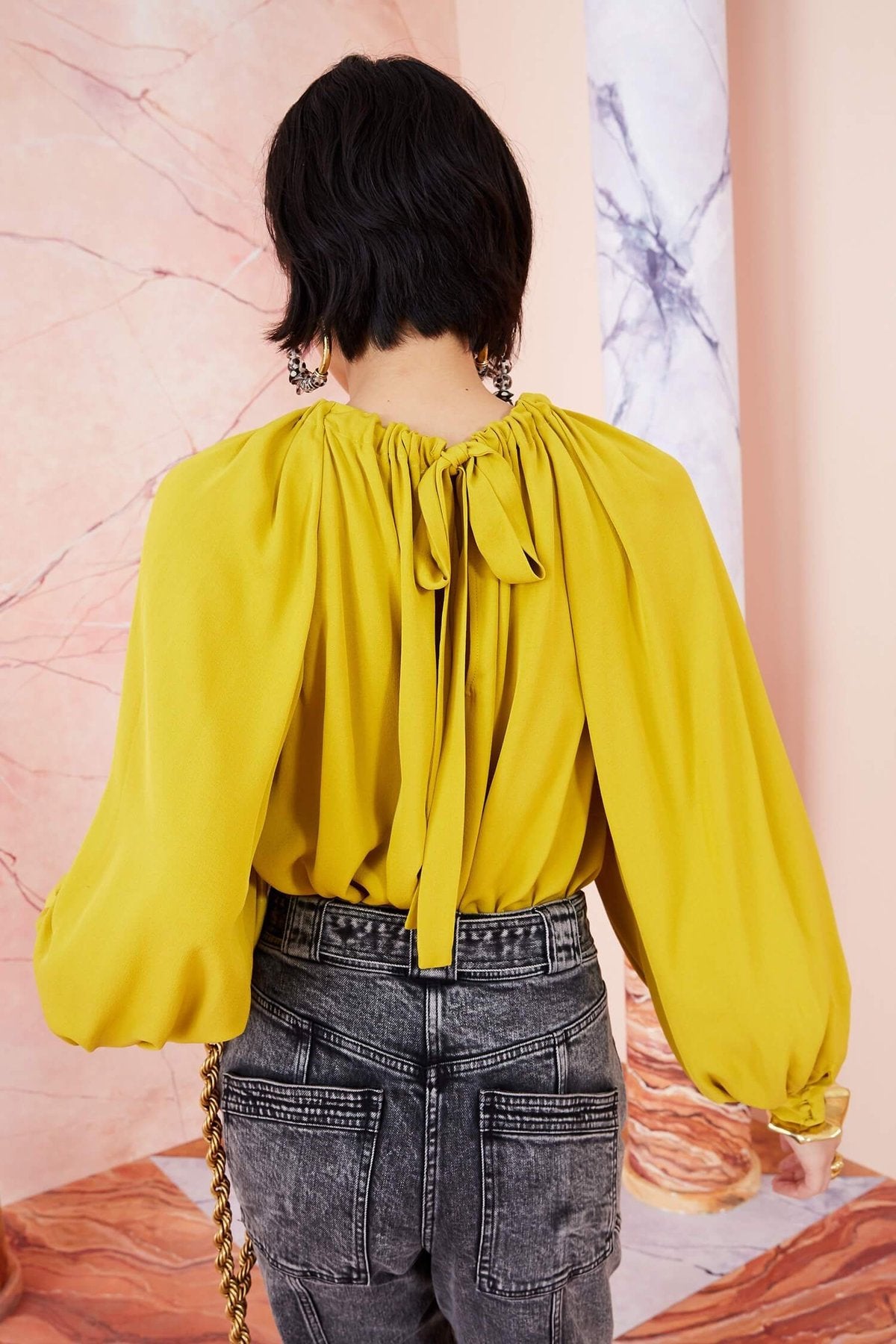Ulla Johnson Mirabella Chartreuse Pleated Swing Blouse Top, Size 8