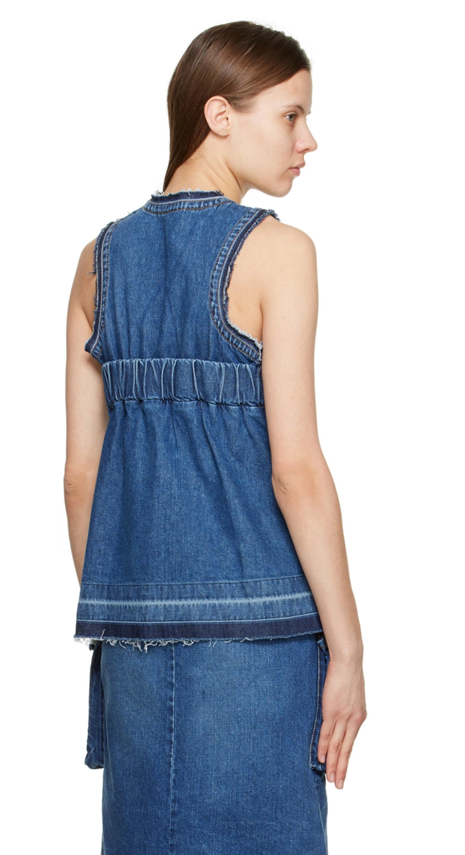 Sacai Blue Paneled Denim Tank Top, SIZE 3 medium