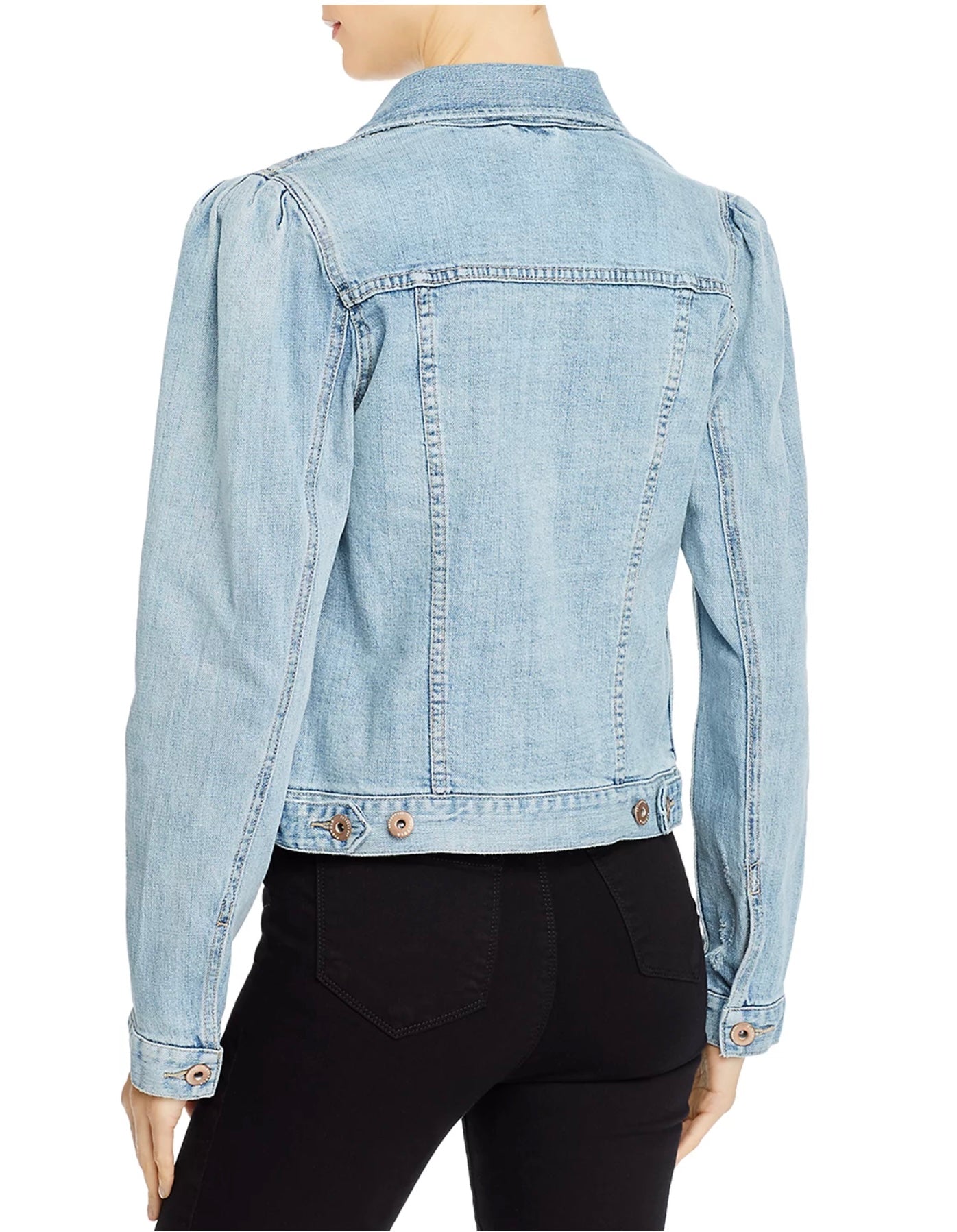 Pistola Brando Puff-Sleeve Denim Jacket, Small