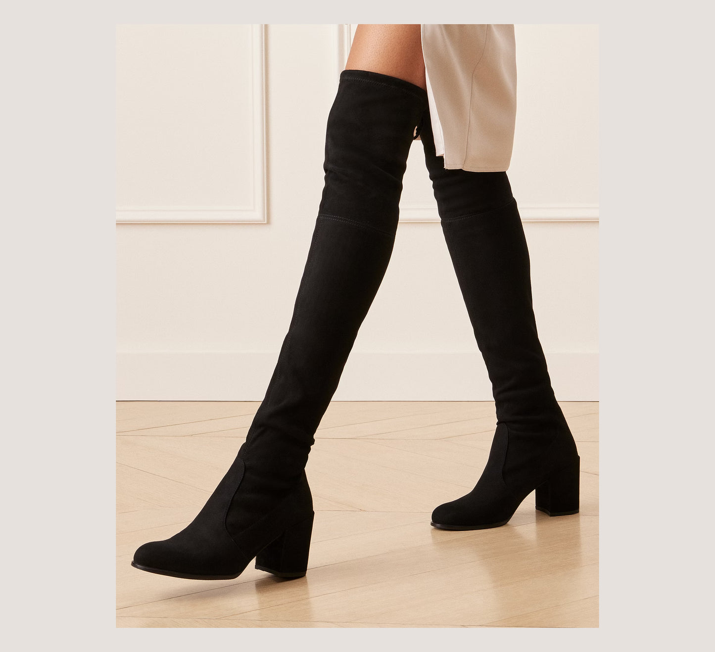Stuart Weitzman TIELAND over the knee black suede boots, size 7.5