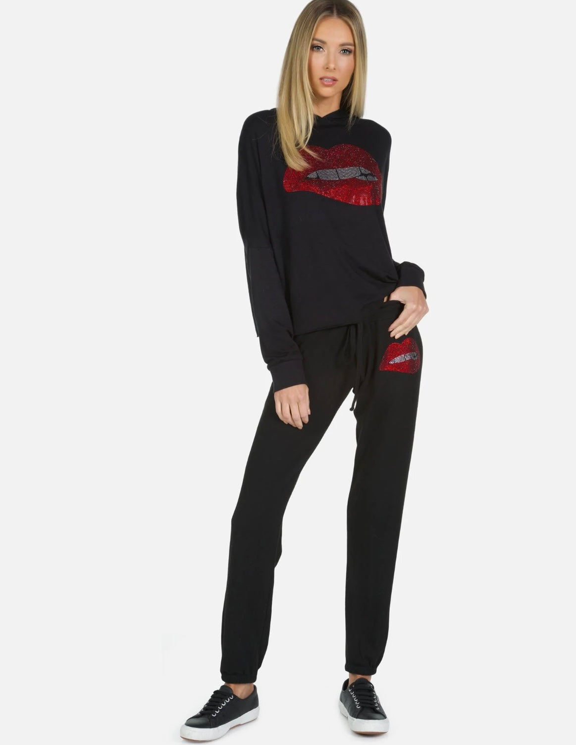 LAUREN MOSHI JOGGING SET DELILAH X CRYSTAL BITING LIP, XSMALL