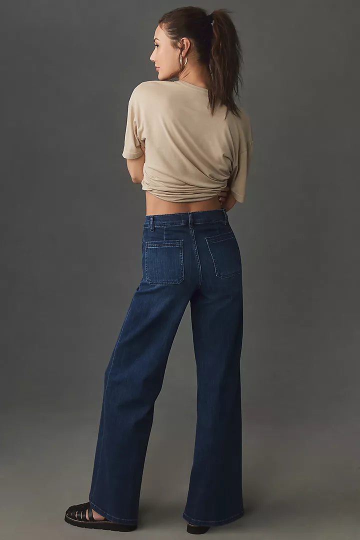 FRAME Le Slim Palazzo High-Rise Wide-Leg Jeans, Size 27