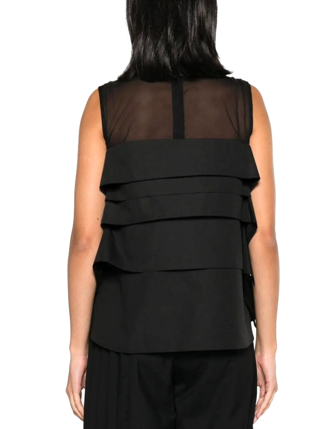 Sacai NWT ruffled sheer-yoke sleeveless top,
Size 4(large)