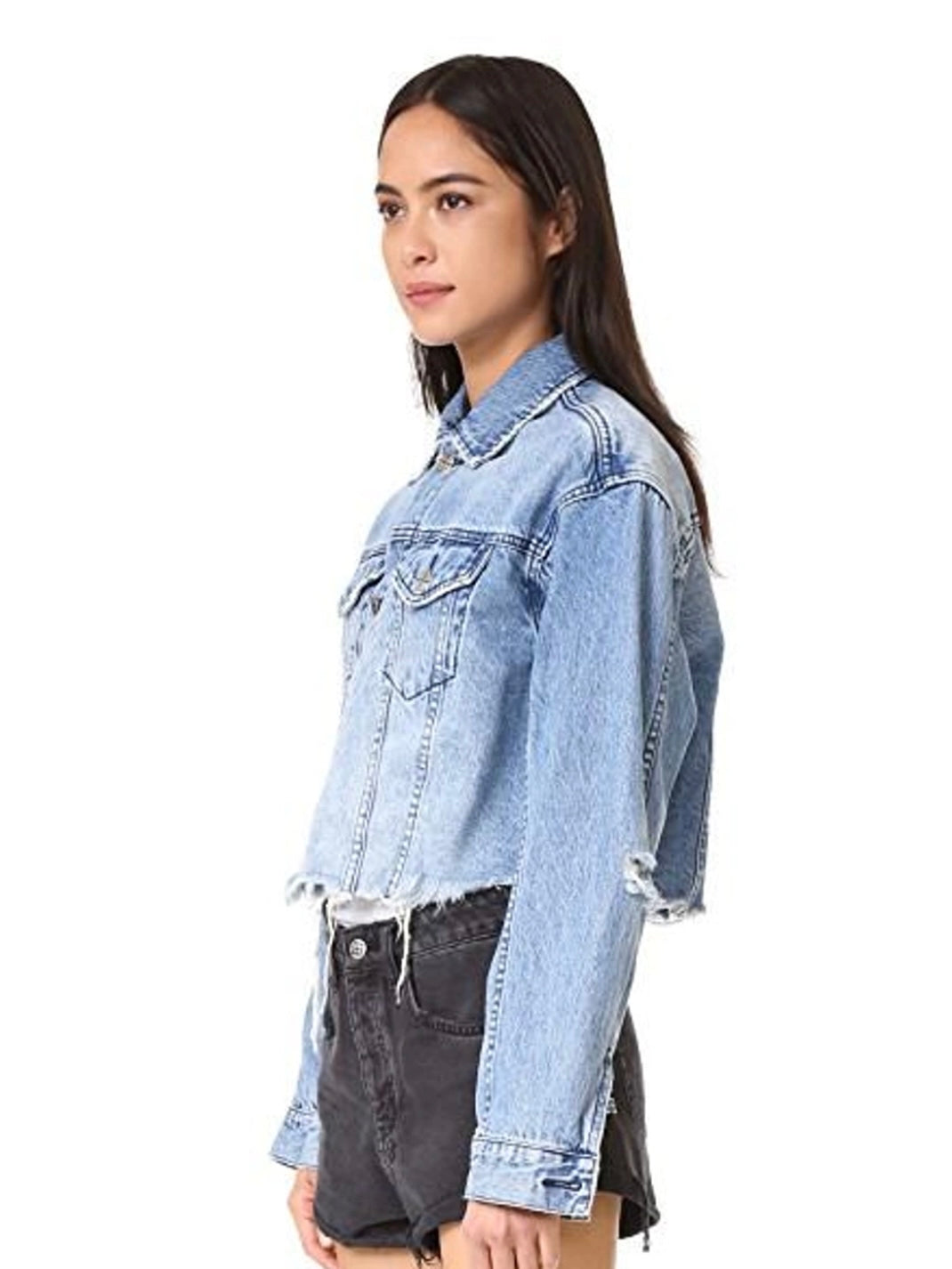 KSUBI DISTRESSED CROP JEAN JACKET, SMALL