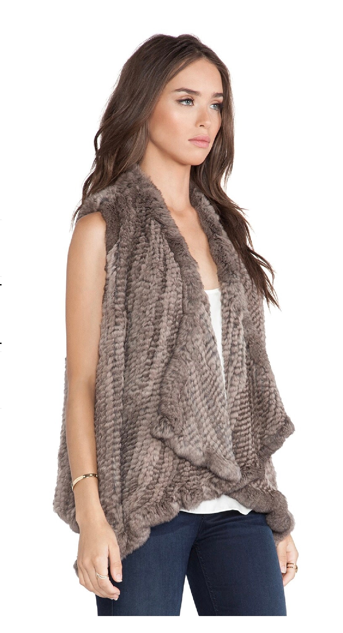 H Brand Audra Rabbit Fur Vest
Color: Grey Smoke O/S