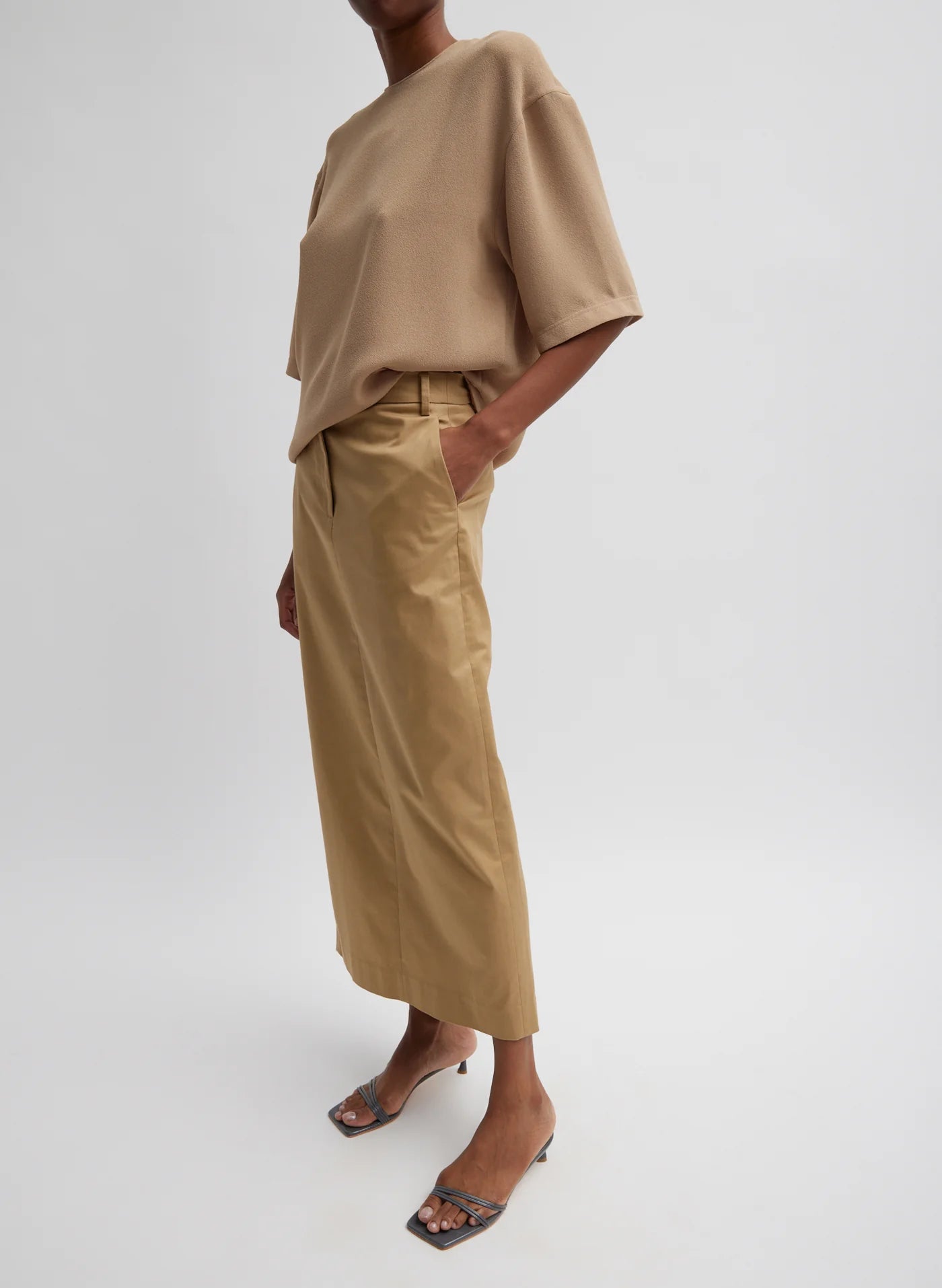 TIBI The Pebble Sable Easy T-Shirt, SMALL (OVERSIZED)