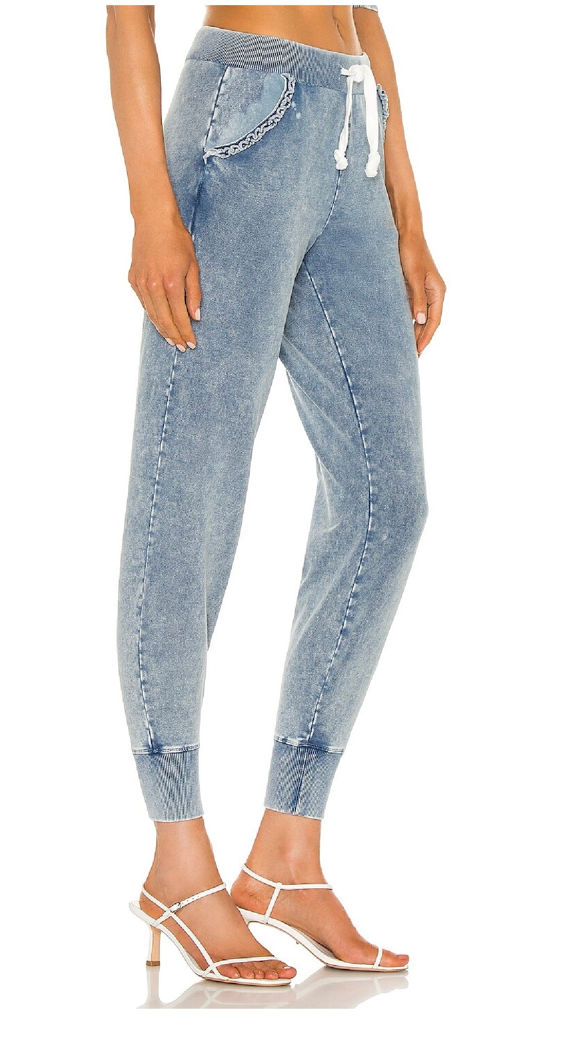 Generation Love Daisy Ruffle Denim Sweatpants, xsmall