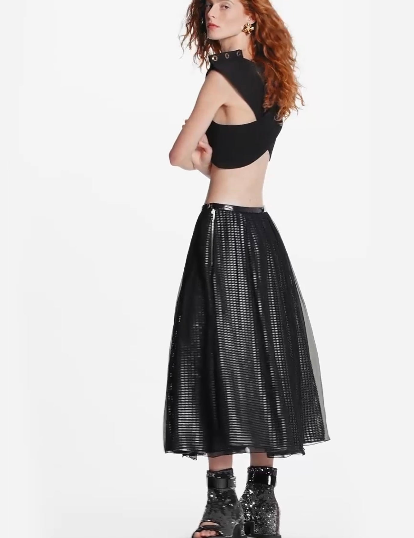 LOUIS VUITTON NWT Draped Mirrorball Midi Skirt, SIZE 38