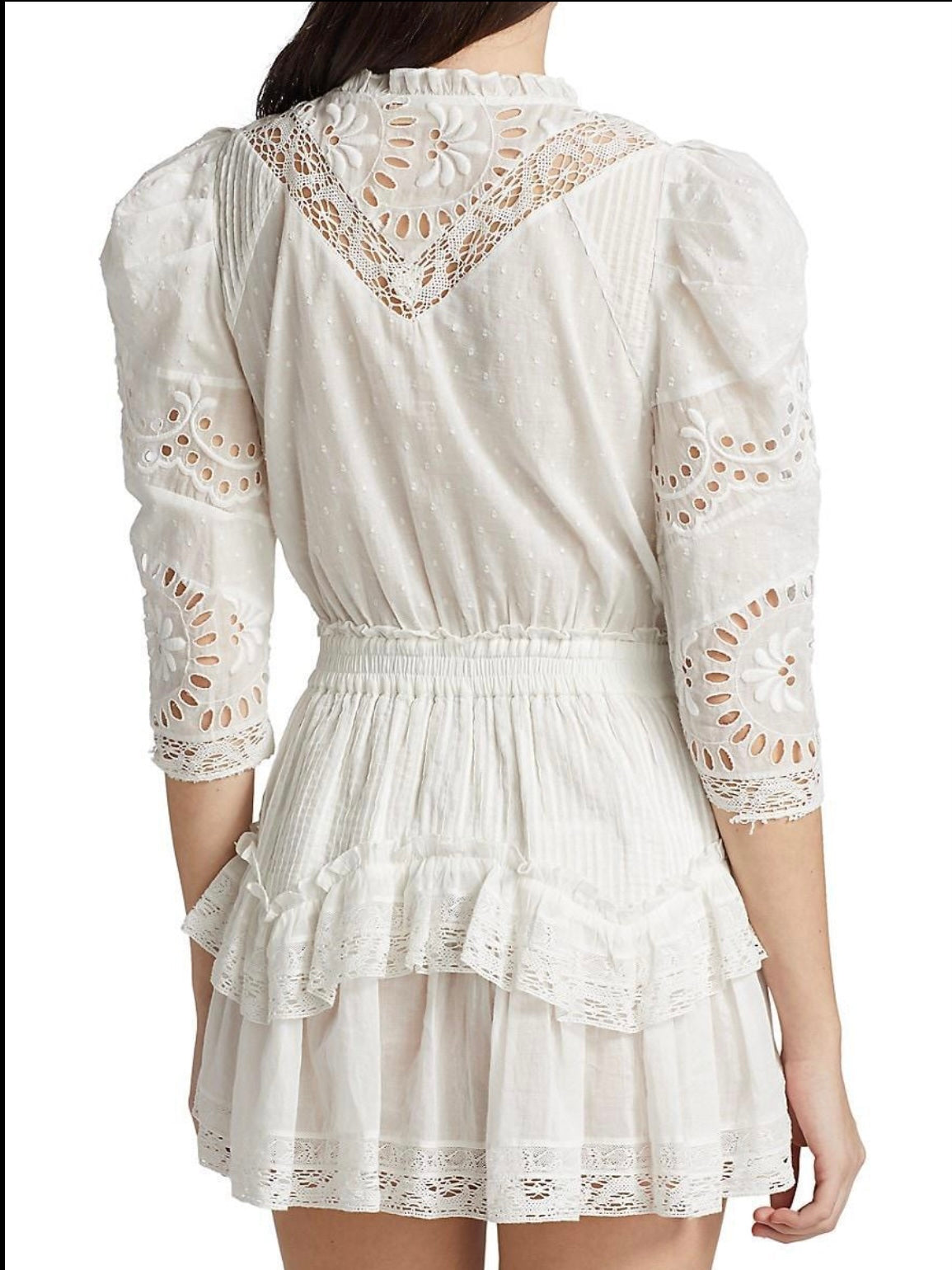 LOVESHACK FANCY Under The Archway Isidore Lace Mini A-Line Dress - XSMALL