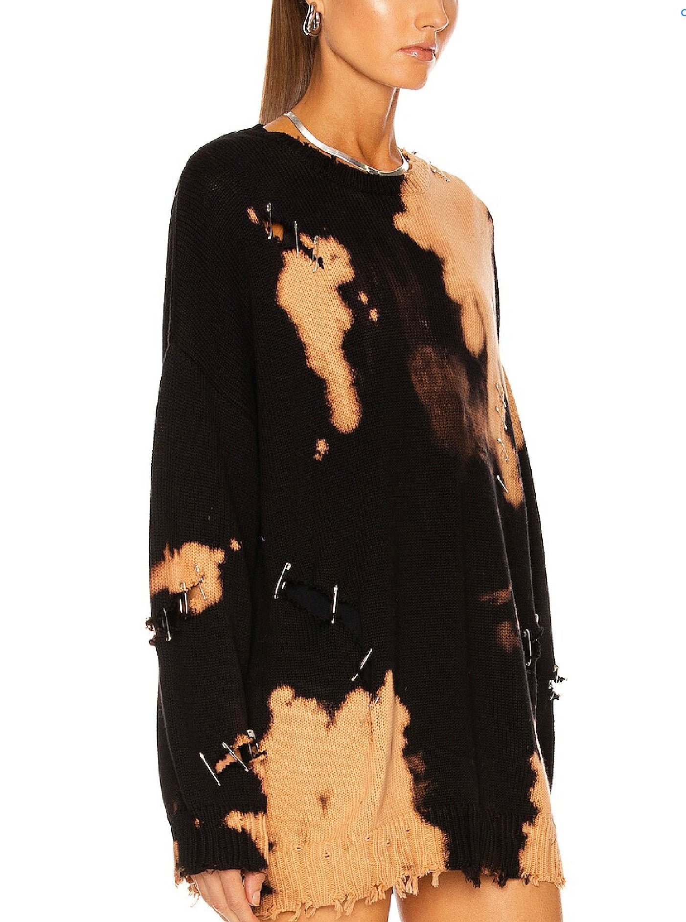 R13 Bleached Destroy Sweater, Small (Oversized)