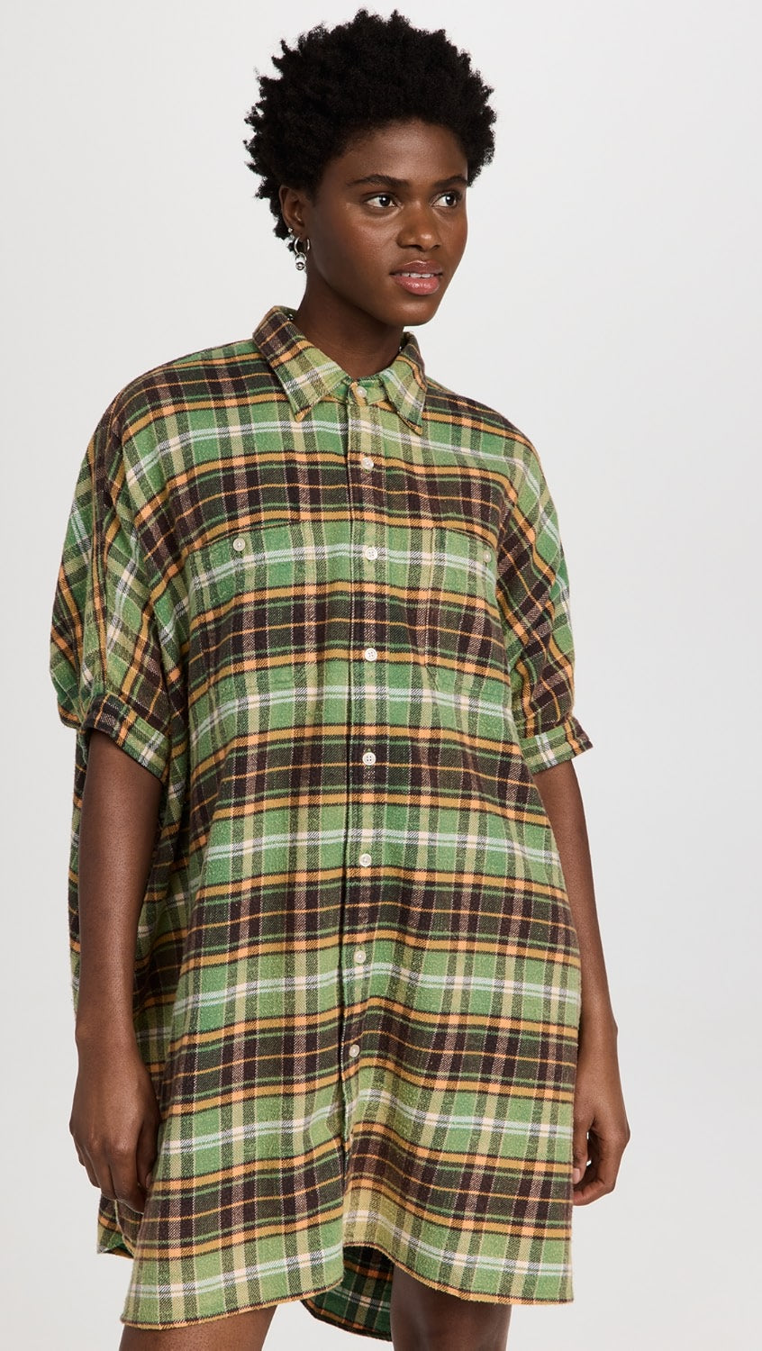R13 Plaid Oversized Boxy Shirt dress, NWT O/S