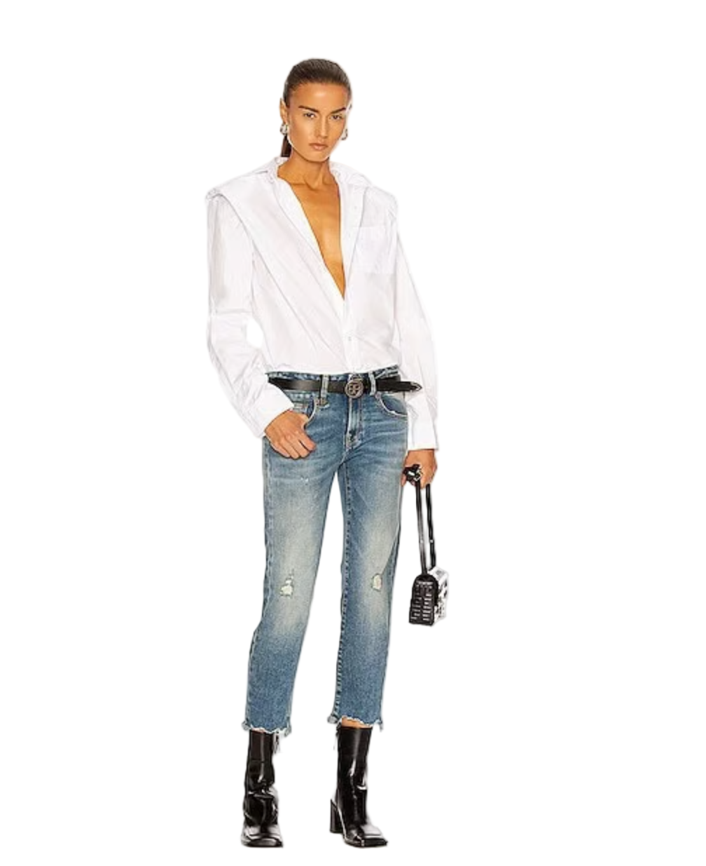 R13 Folded Shoulder Shirt, XSMALL