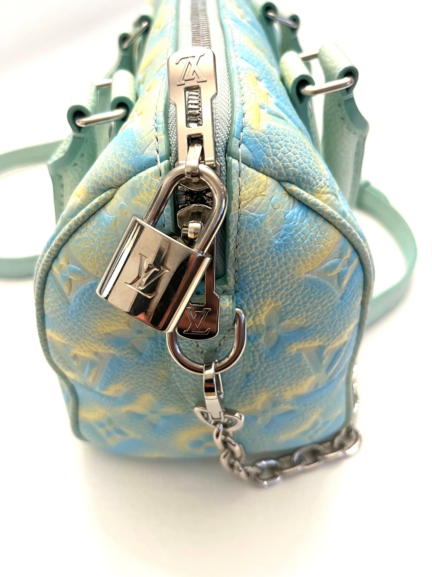 LOUIS VUITTON BLUE/YELLOW STARDUST MONOGRAM EMPREINTE LEATHER SPEEDY 20