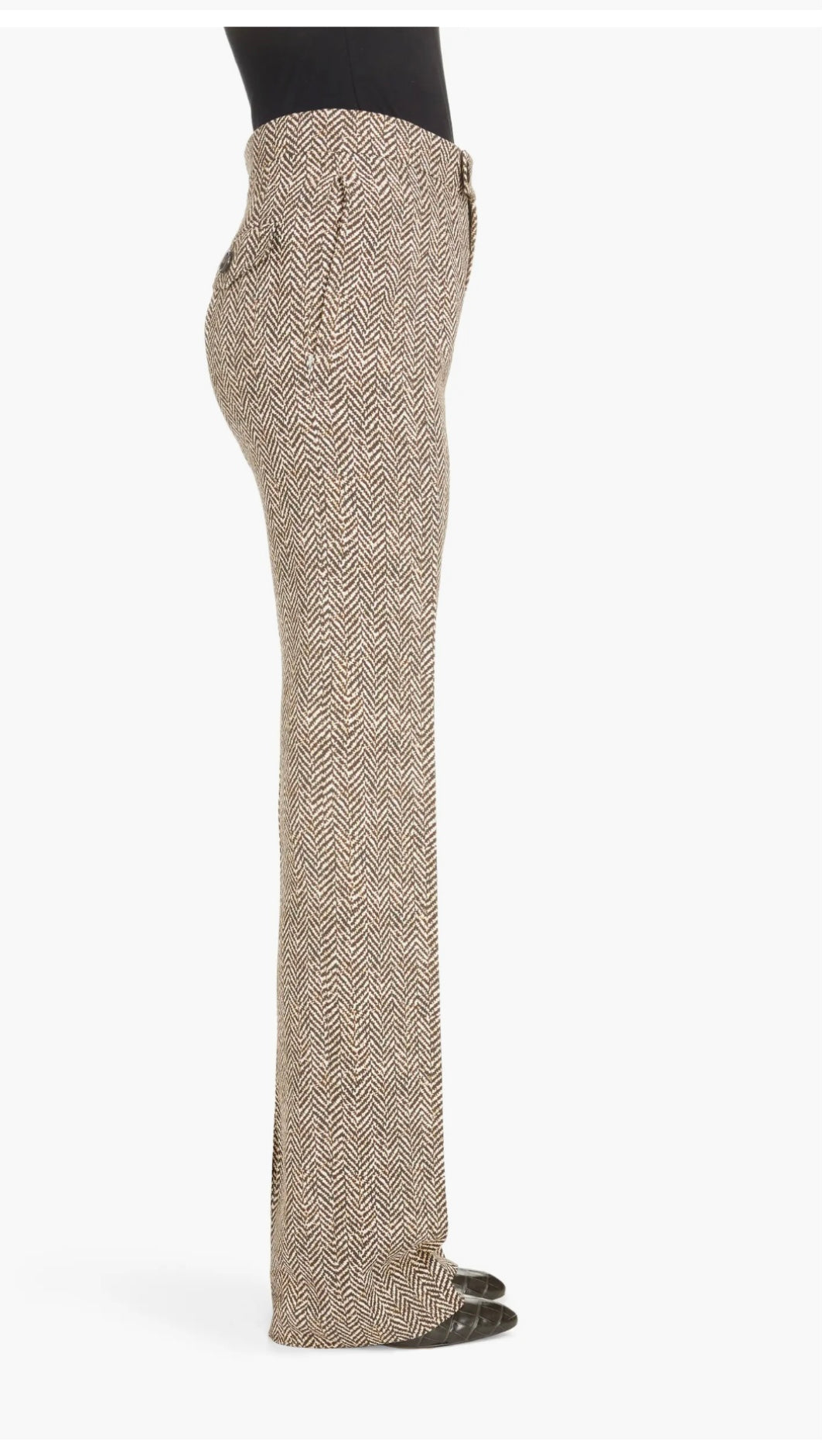 CHLOÉ Herringbone Print Wide-Leg Pants, SIZE 40 US 8