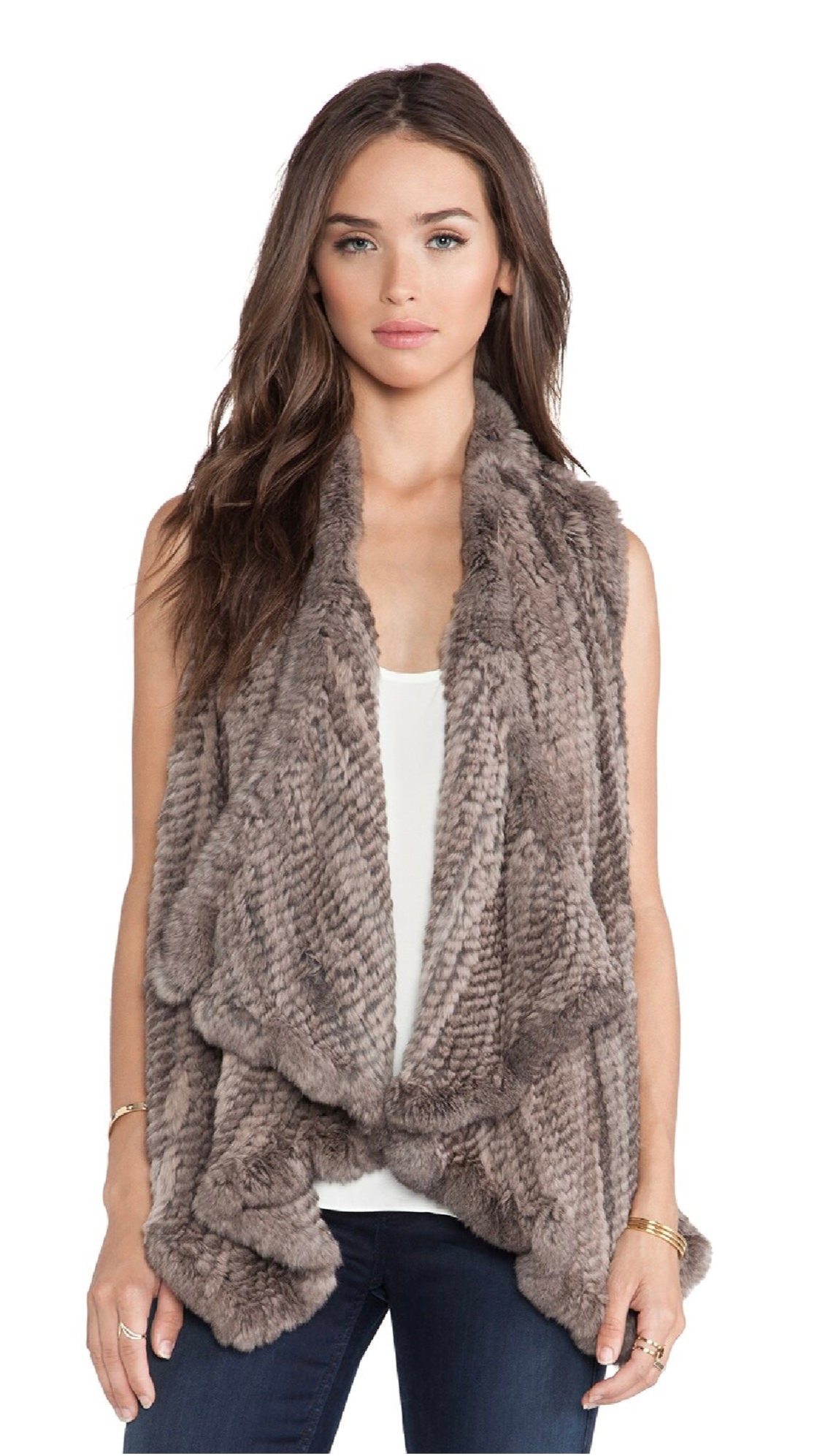 H Brand Audra Rabbit Fur Vest
Color: Grey Smoke O/S