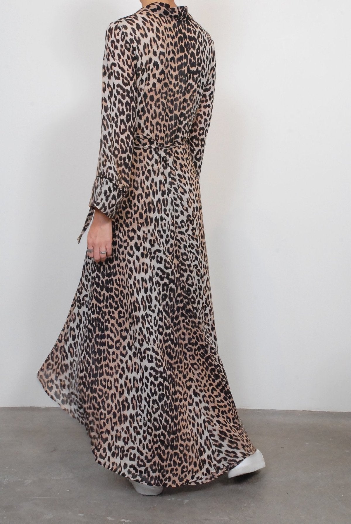 GANNI
Mullin Georgette Wrap Dress In Leopard Print, size 36