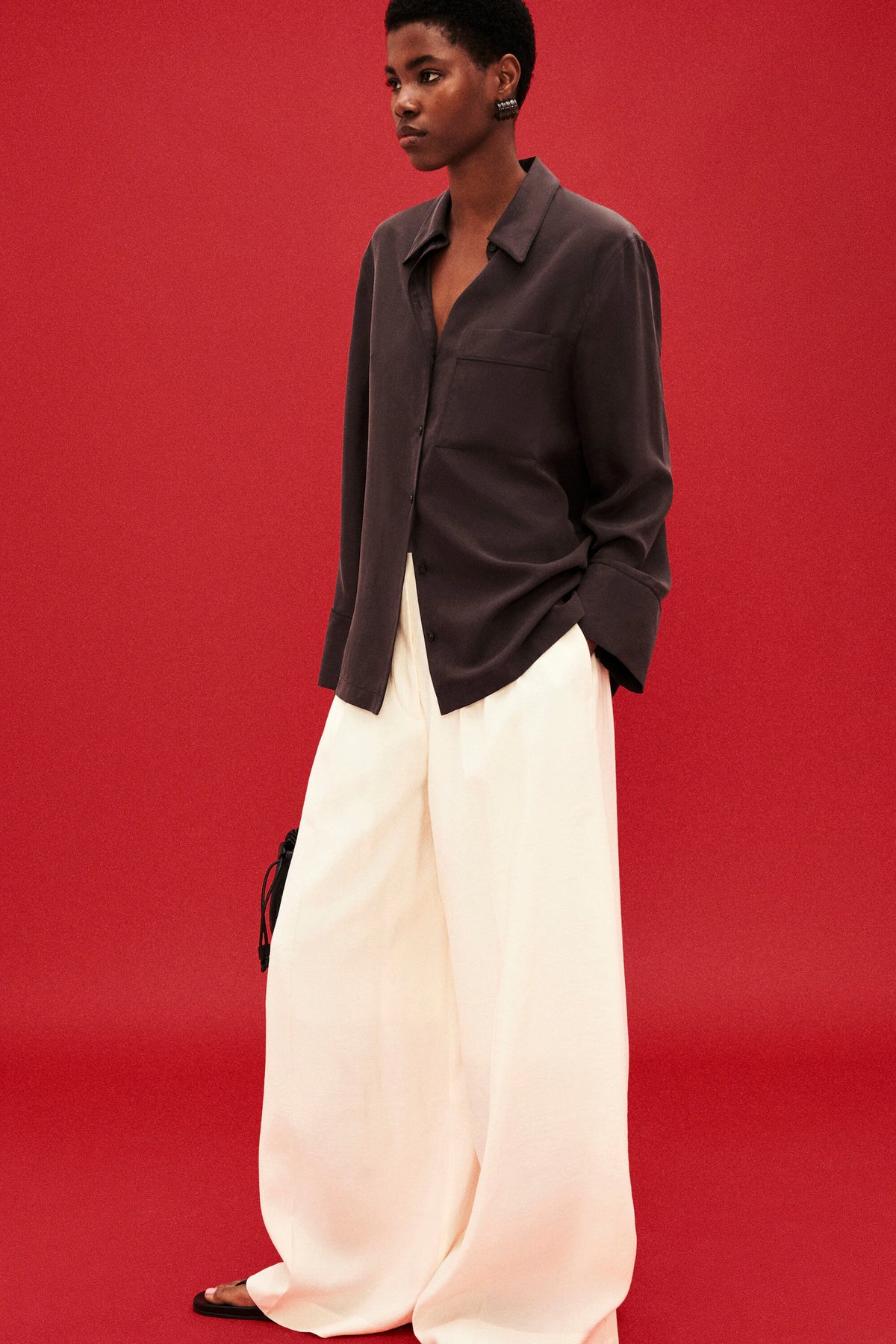 COS PLEATED MODAL WIDE-LEG PANTS, Size 4