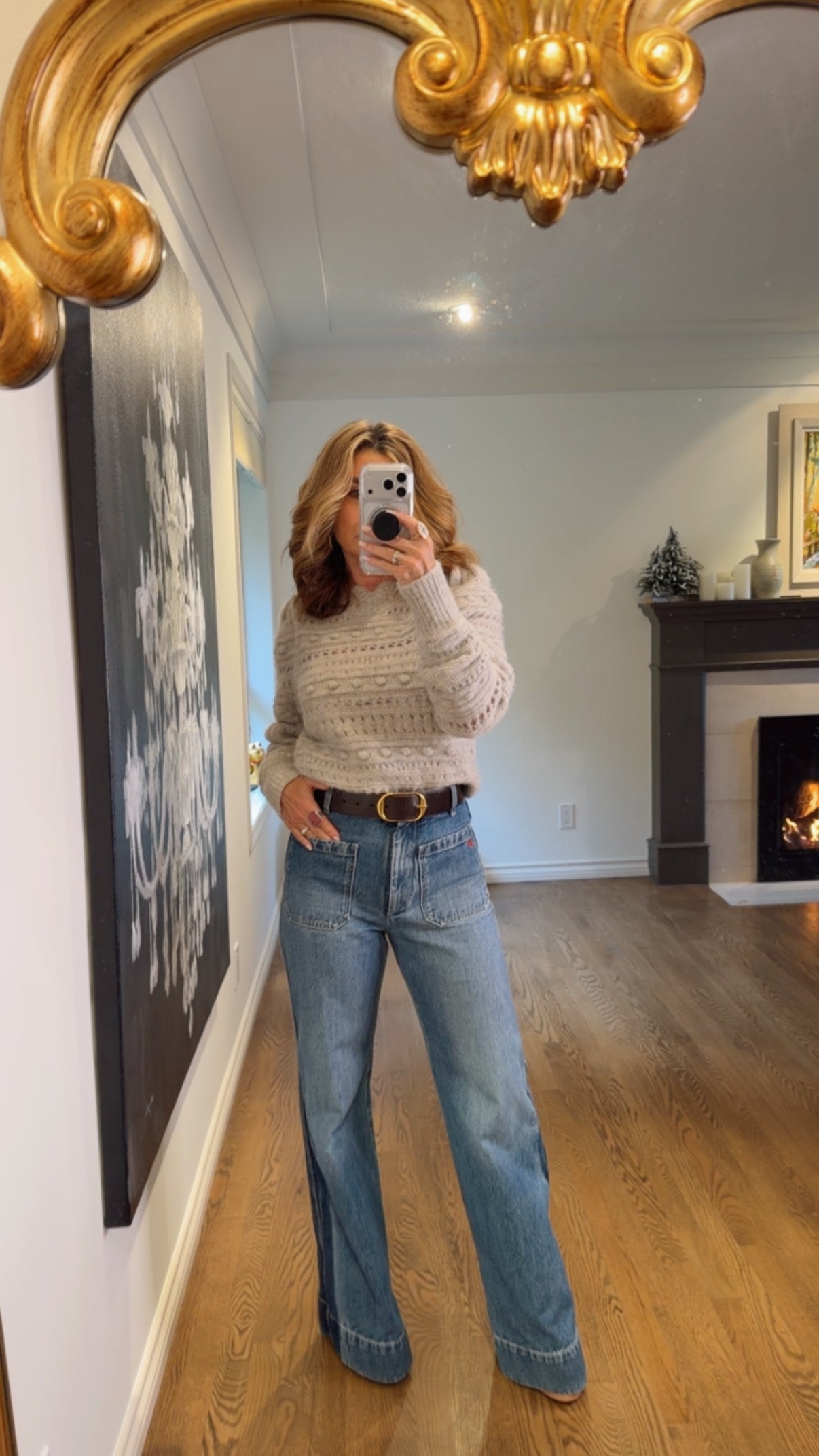 Victoria Beckham Alina High Waisted Jean In Shadow Wash, size 26
