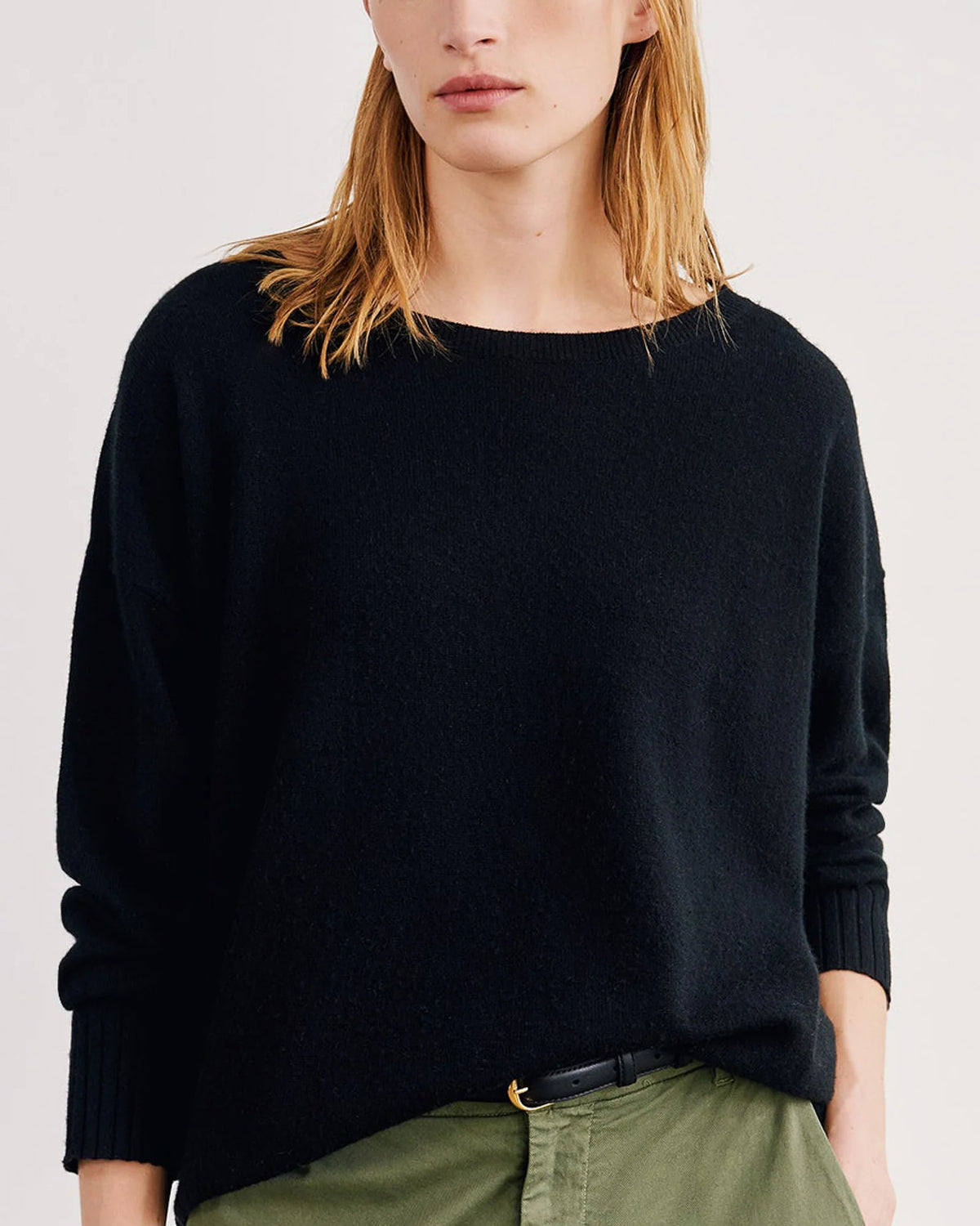NILI LOTAN black Cashmere Boyfriend Sweater, Small (oversized)
