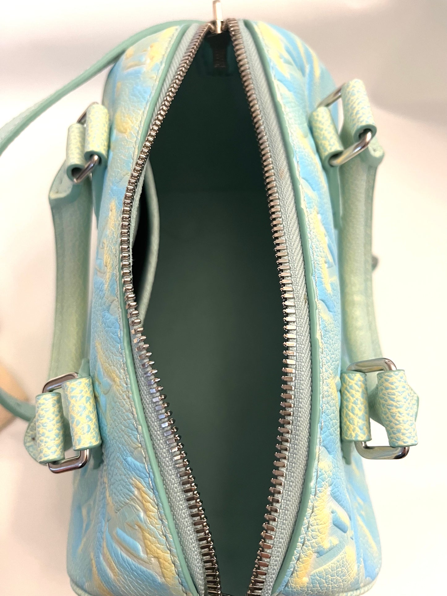 LOUIS VUITTON BLUE/YELLOW STARDUST MONOGRAM EMPREINTE LEATHER SPEEDY 20