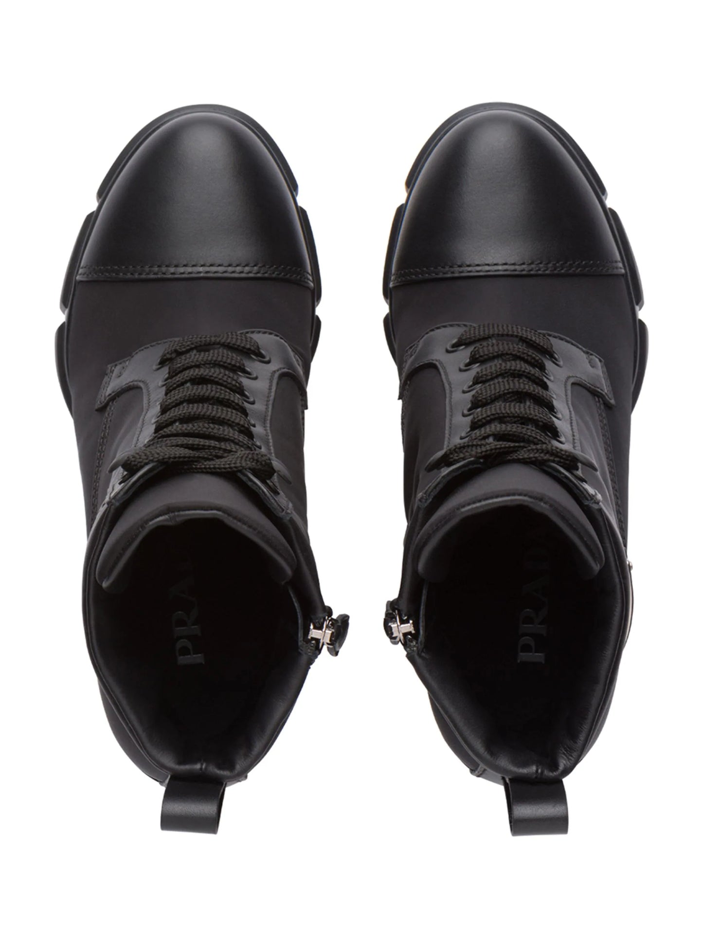 PRADA Spazzolato Re-Nylon Metal Triangle Logo 110mm Ankle Boots 36 Black