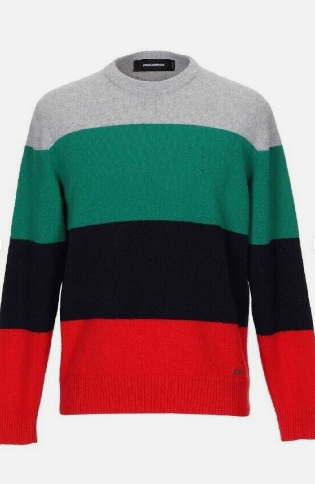 DSQUARED2 Pre-Fall 2018 Oversized Stripe Wool Sweater Knit Pullover, LARGE
