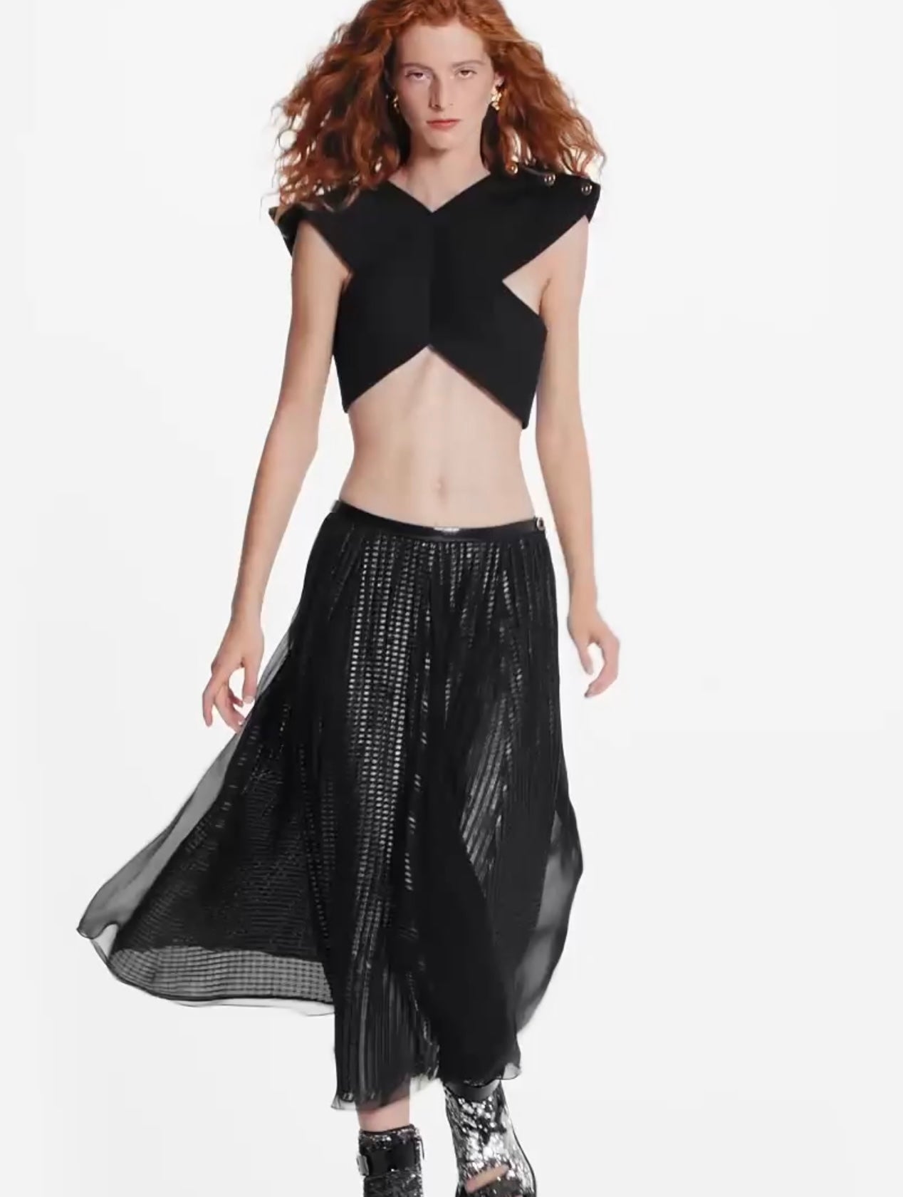 LOUIS VUITTON NWT Draped Mirrorball Midi Skirt, SIZE 38