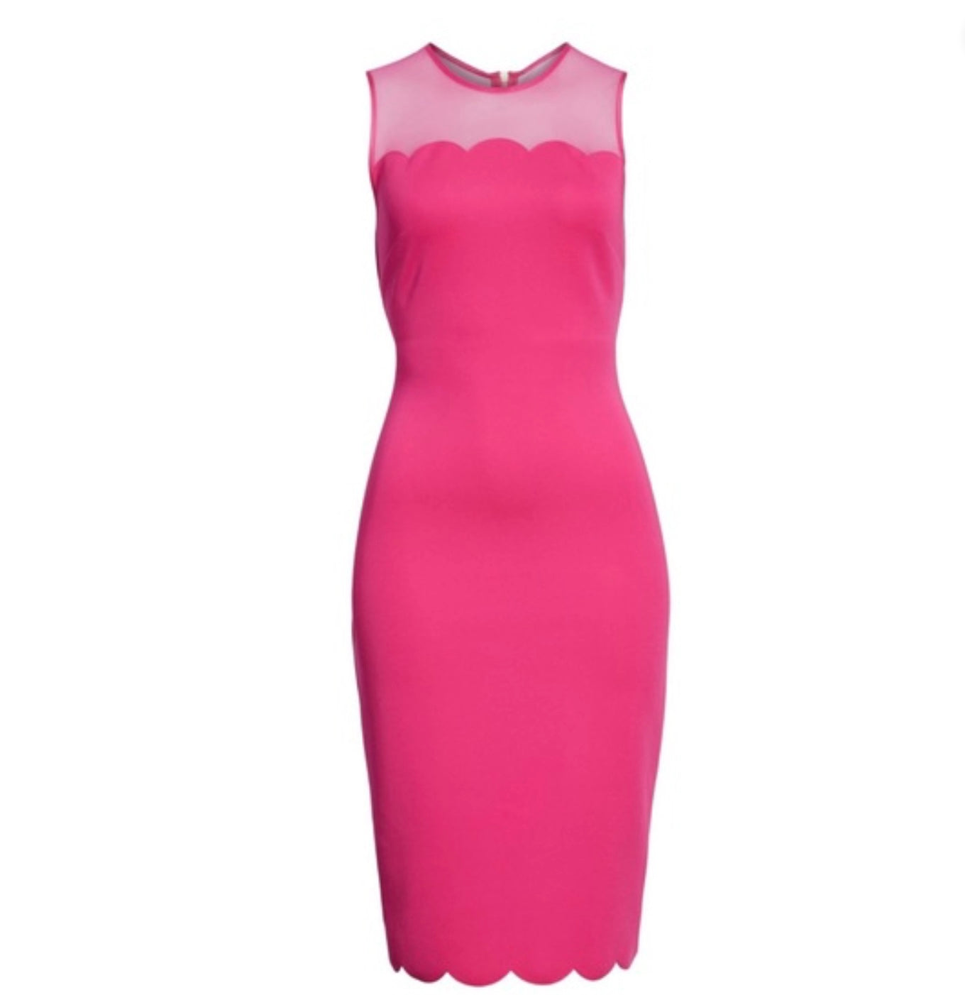 Ted Baker London Scalloped Mesh Yoke Bodycon Dress, Medium