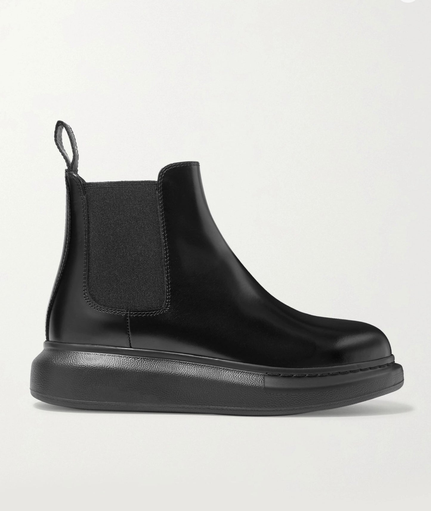ALEXANDER MCQUEEN
Glossed-leather exaggerated-sole Chelsea boots, SIZE 38.5