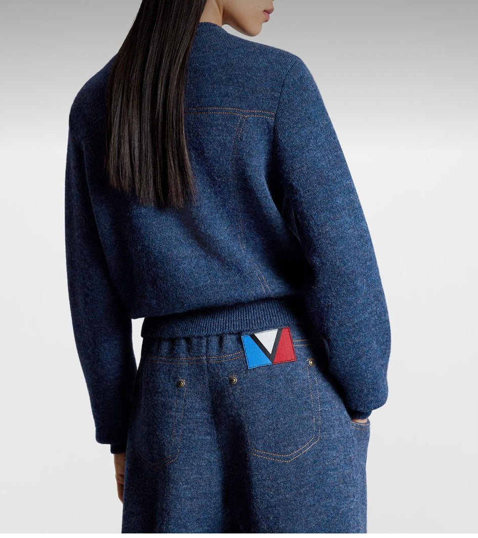 Louis Vuitton Denim-Effect Knit Cardigan, Medium