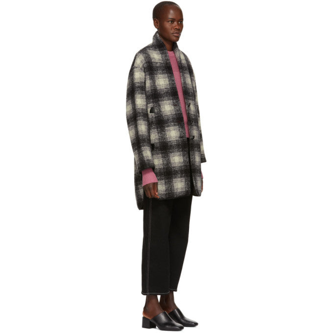 Isabel Marant Etoile Black and White Gabrie Wool Coat, SIZE 36