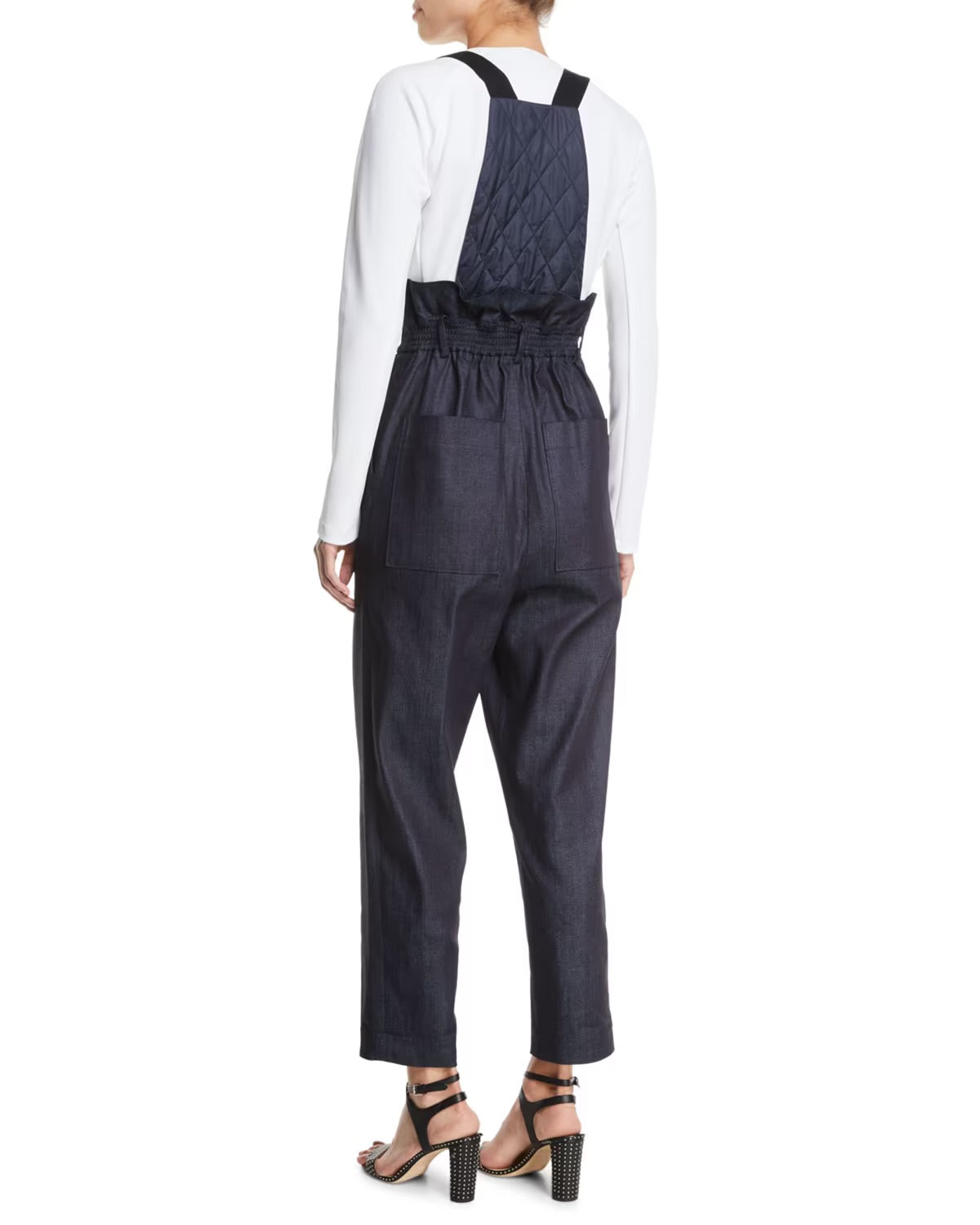 TIBI NWT Denim Paperbag Overalls with Removable Straps, Size 6