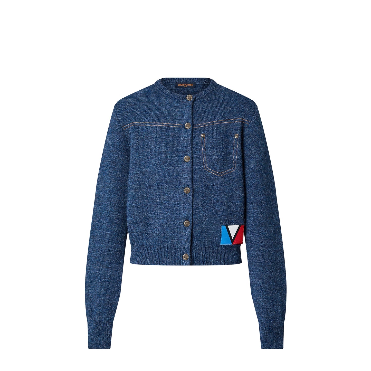 Louis Vuitton Denim-Effect Knit Cardigan, Medium