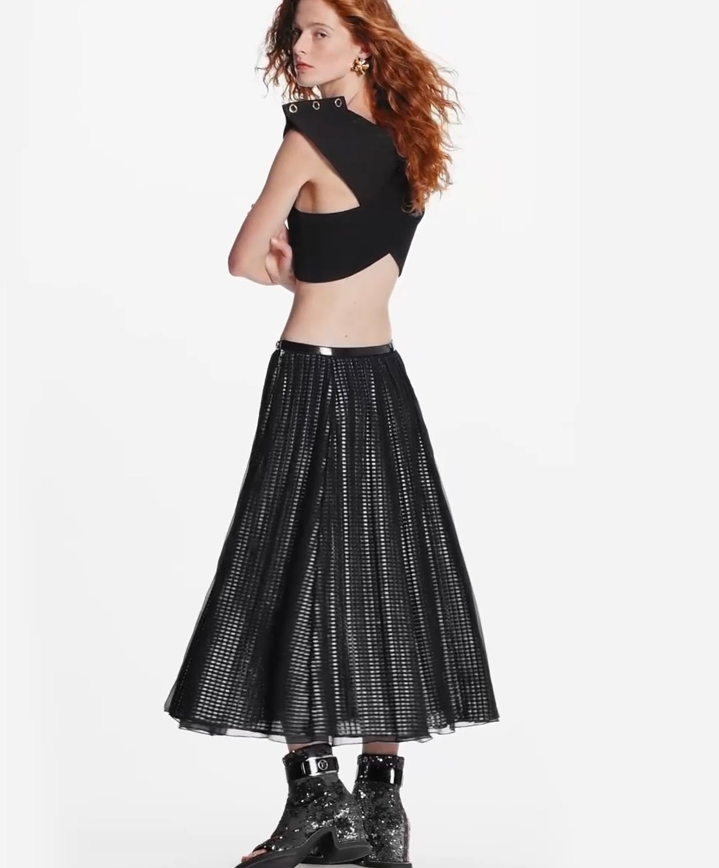 LOUIS VUITTON NWT Draped Mirrorball Midi Skirt, SIZE 38