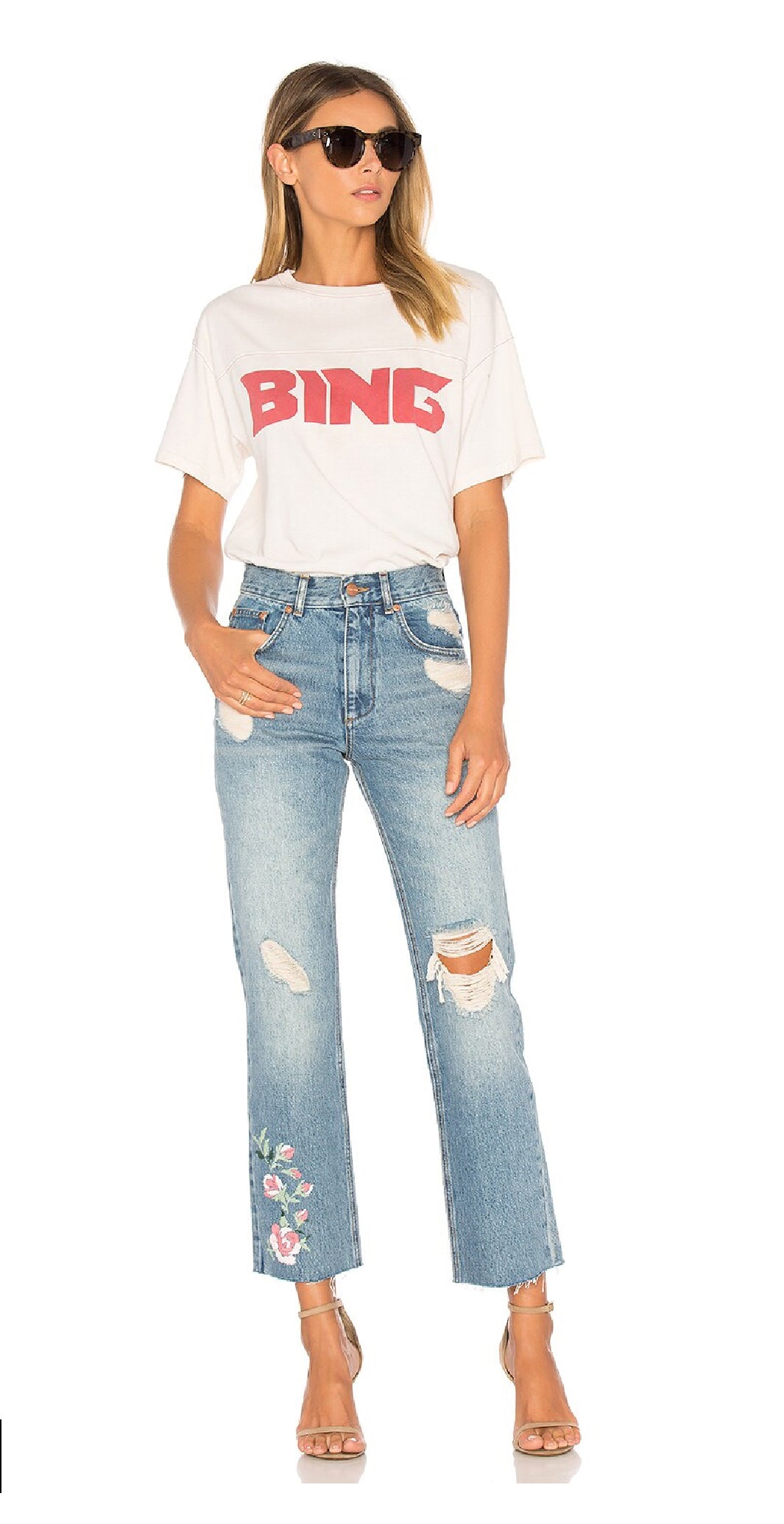 ANINE BING Embroidered Jean, size 28